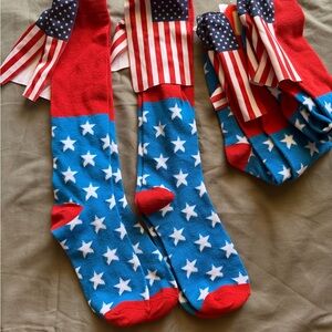 Patriotic Star and Stripe  Socks- fits shoe  size - 4-10 (4 pairs)